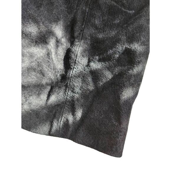 Black Suede Vintage Mini Skirt Leather 80s 90s Slit - Picture 5 of 6
